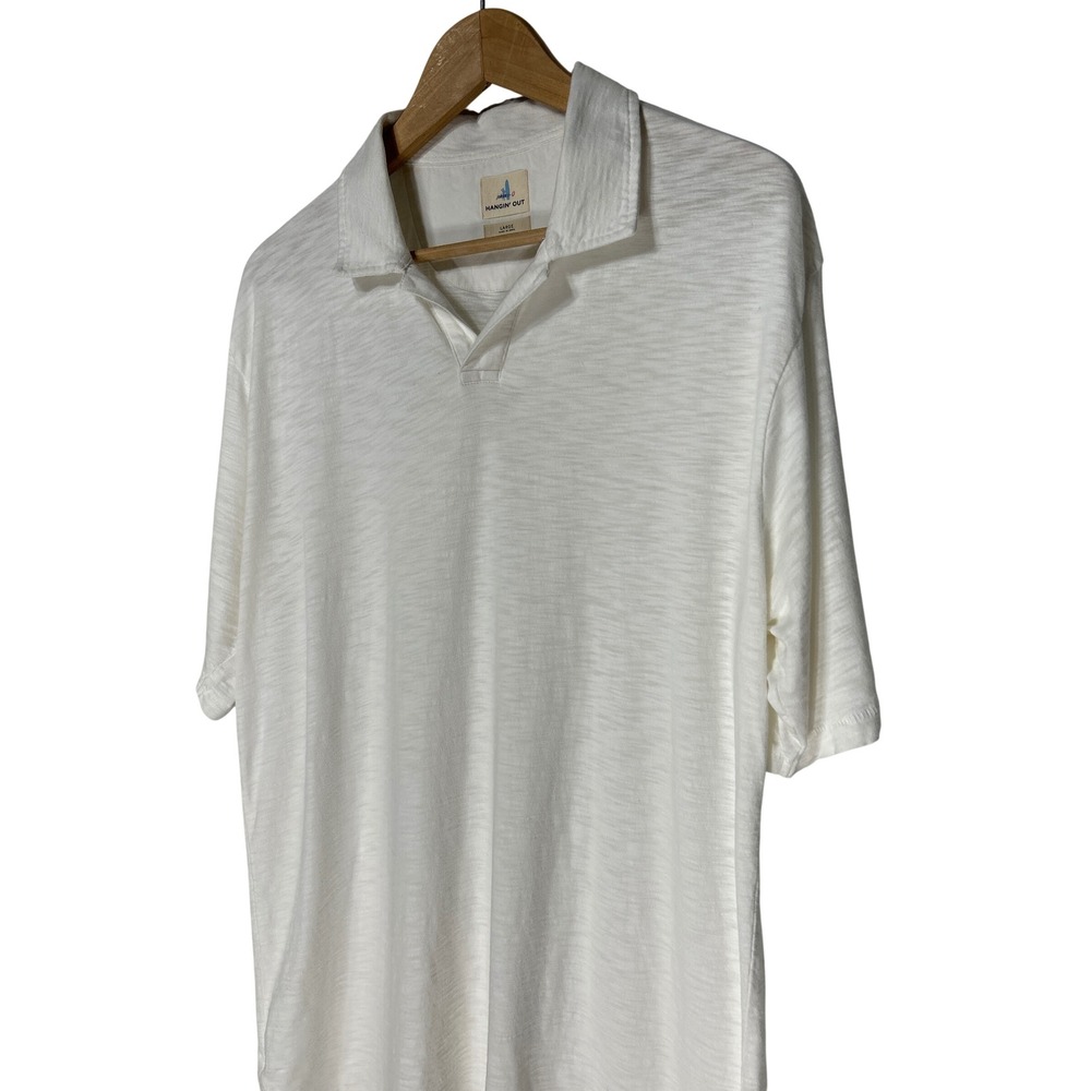 Johnnie-O Hangin Out Lightweight Cotton Bamboo Slub Knit Short Sleeve Polo Large